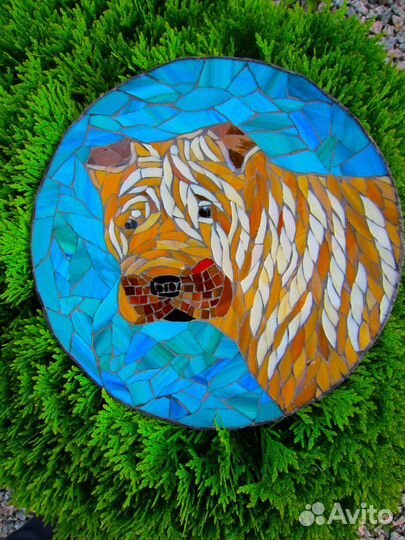 Шарпей Тарелка Мозаика из витражного стекла