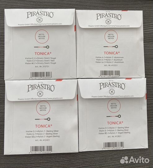 Струны tonica pirastro для скрипки 4/4, 1/2,1/4