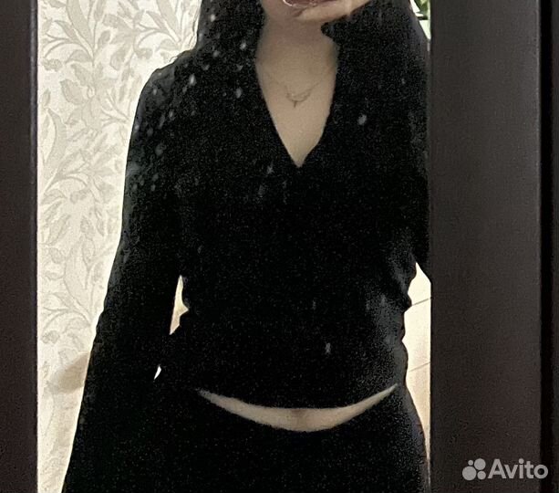 Черная кофта в рубчик женская