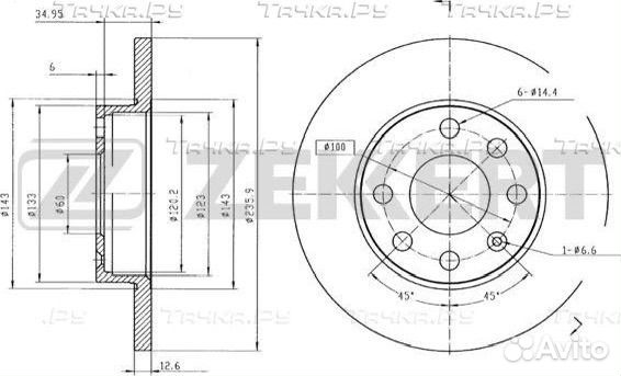 Тормозные диски Zekkert передние Opel Corsa/Kadett