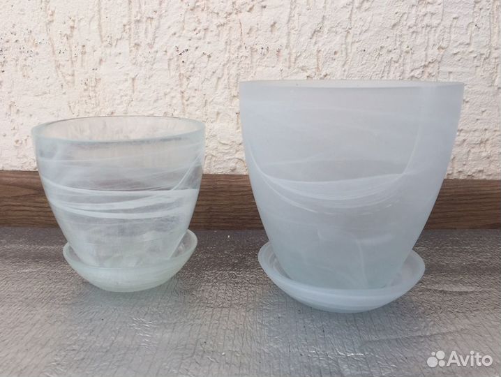 Горшок стеклянный с поддоном