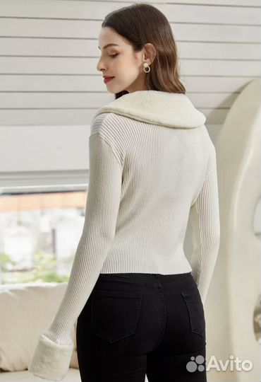 Кардиган с меховым воротником