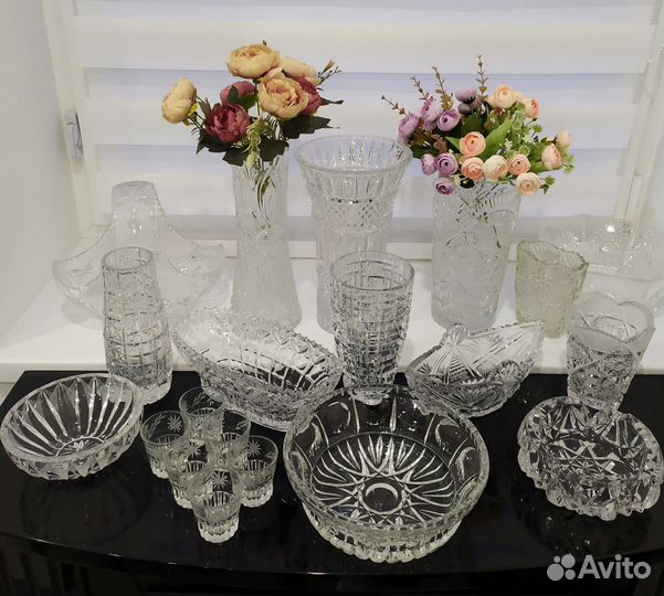 Хрустальные вазы, салатники, конфетницы и т.д