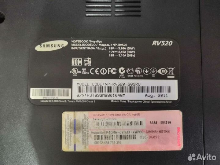 Ноутбук Samsung Rv520
