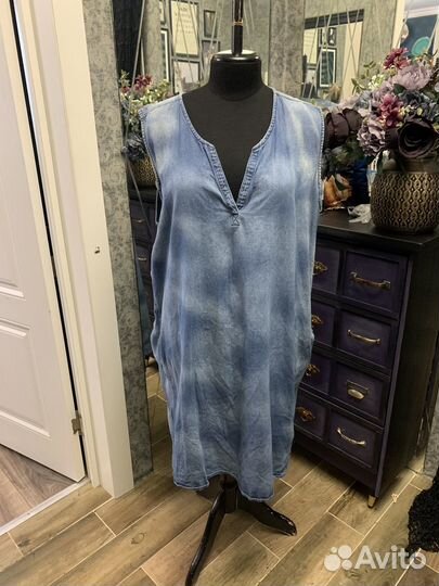 Джинсовое платье + льняная рубашка