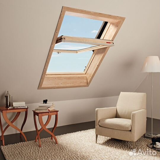 Деревянное мансардное открывающееся окно Monsari P