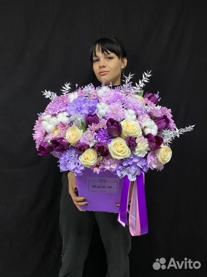 Коробка микс цветов. Доставка беспл 24/7
