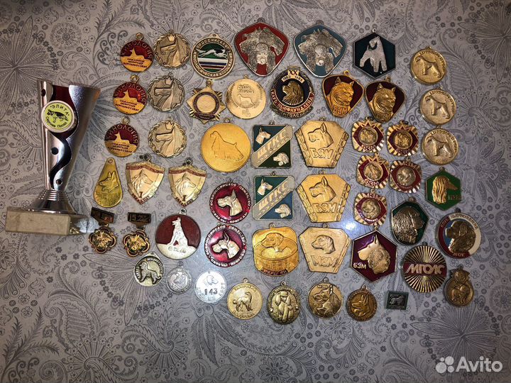 Собачьи медали и жетоны, значки, кубок