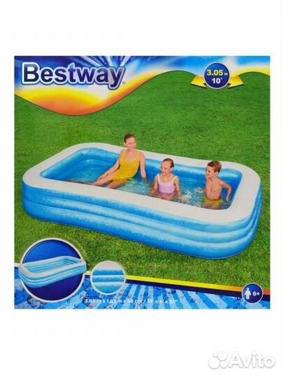 Бассейн bestway надувной 306х186х56 см. 54009