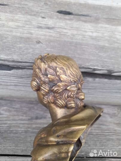 Старинный бронзовый бюст петр 1