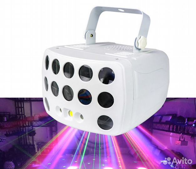 Лазерный проектор светомузыка для дискотек 3в1