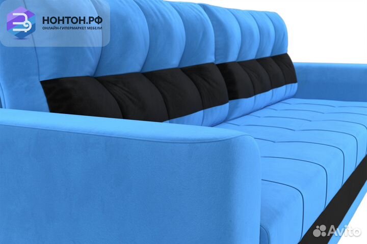 Диван еврокнижка Честер голубый / черный