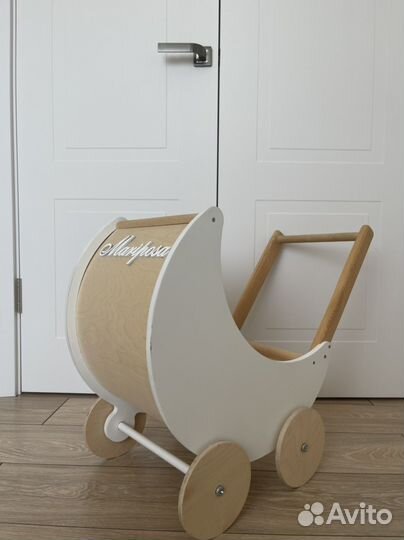Детская деревянная коляска игрушечная