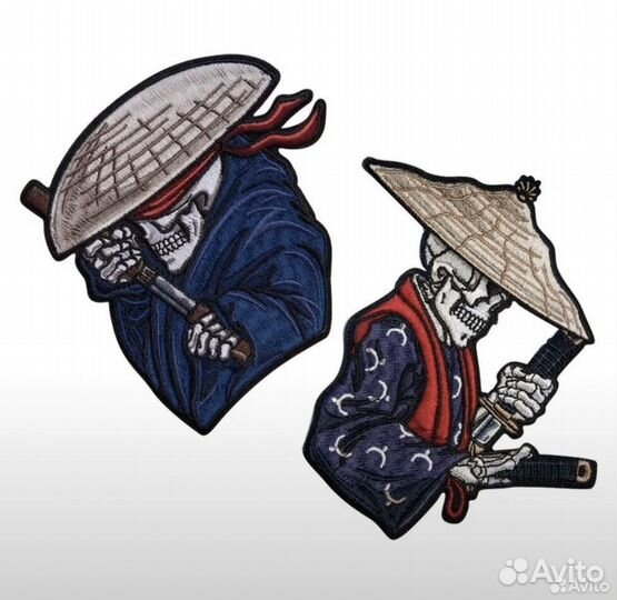 Нашивка термонашивка патч самурай скелет череп