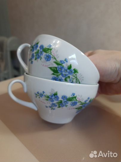 Чайные чашки Незабудки Дулево винтаж