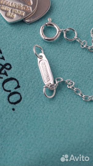 Колье Tiffany&Co два сердца серебро 925