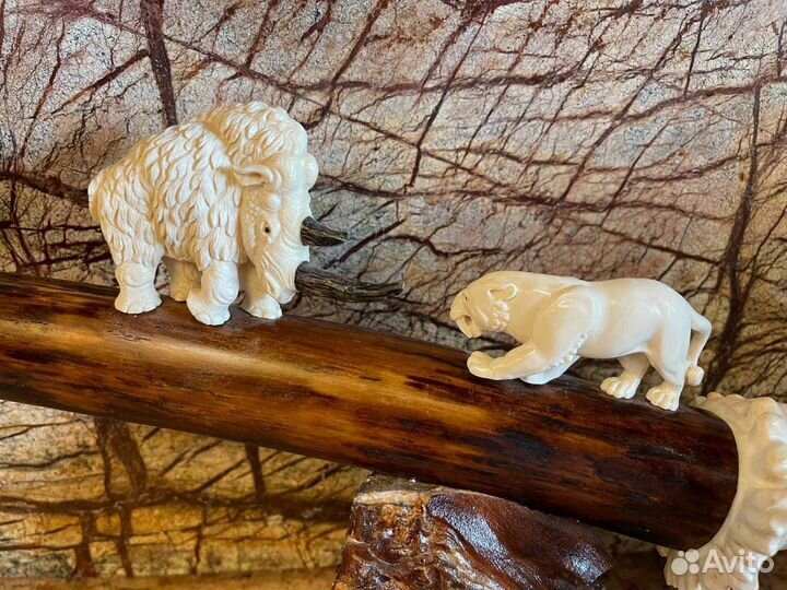 Бивень мамонта с резьбой на зубе