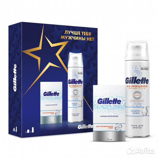 Набор gillette для бритья, бальзам + пена, новый