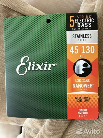 Струны для бас гитары Elixir Nanoweb 45-130(5 стр)
