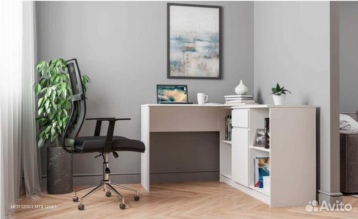 Угловой стол (120*120) белый (графит)