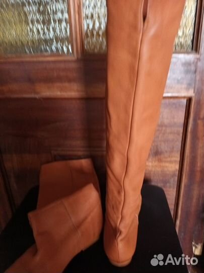 Сапоги ботфорты кожаные новые, размер 37