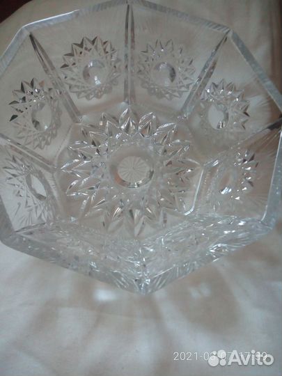 Хрусталь богемия,СССР, большой d 22,5 см