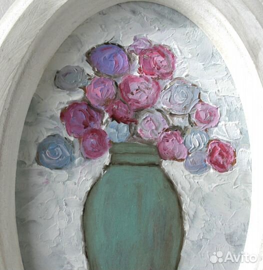 Картина букет цветов в вазе рамке