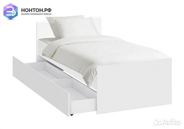 Кровать Грейс с ящиком белая текстурная