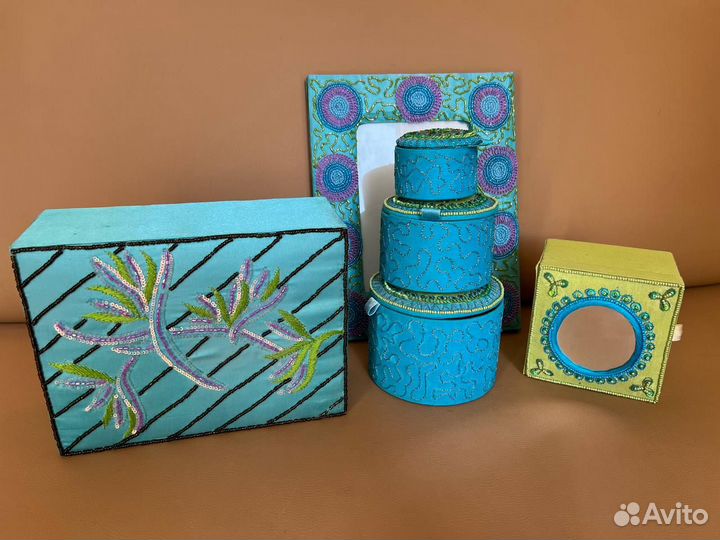 Набор 3 шкатулки, ручная работа Индия