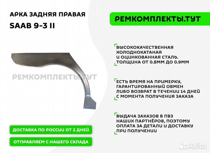 Арка задняя правая Saab 9-3 2
