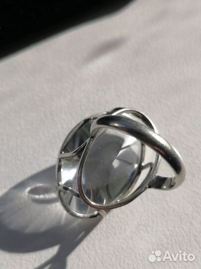Серебряное кольцо горный хрусталь
