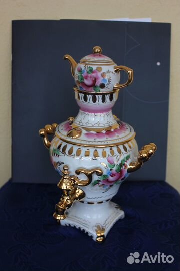 Самовар фарфоровый Гжель СССР Живопись люкс