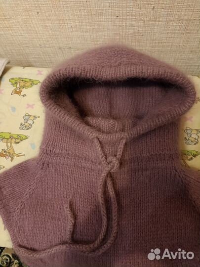 Капор с манишкой, из пуха норки, зимний двойной