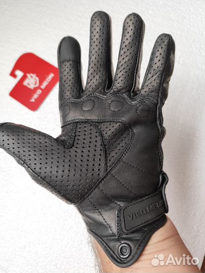 Мотоперчатки кожаные, перфорированные