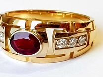 Золотое кольцо 585 мужское с камнями