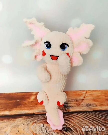 Аксолотль. Мягкая игрушка аксолотль ручной работы