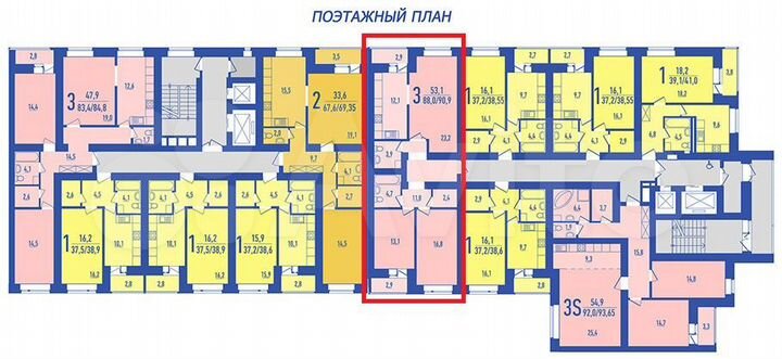 3-к. квартира, 94 м², 16/18 эт.