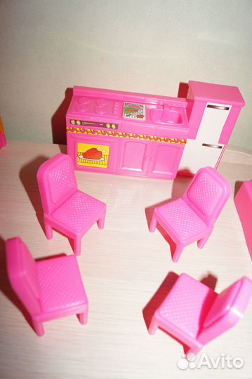 Мебель для маленьких кукол гостиная кухня ванна