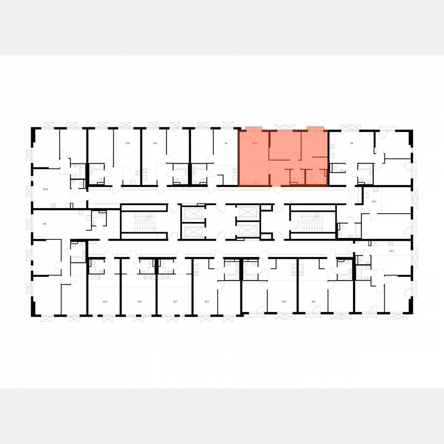 2-к. квартира, 60,2 м², 2/24 эт.