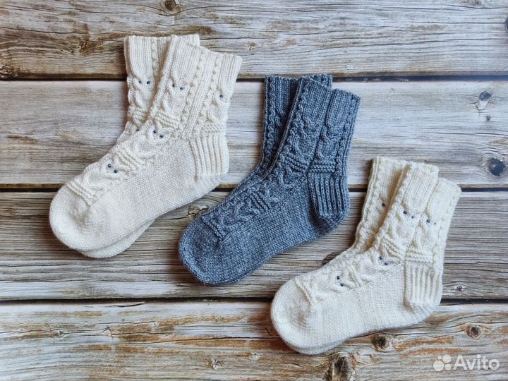 Носки ручной вязки шерстяные