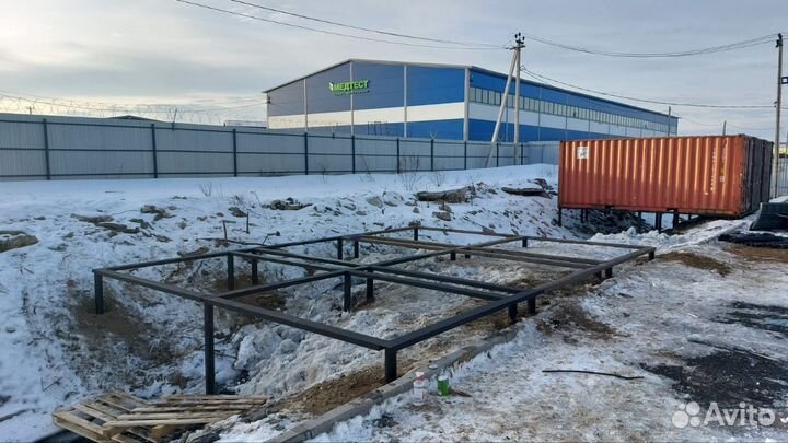 Фундамент на сваях с монтажом, для бани