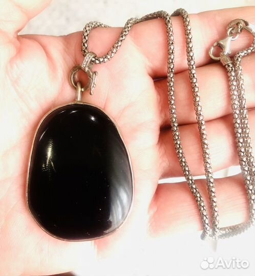 Агат, подвеска с цепочкой Сер 925