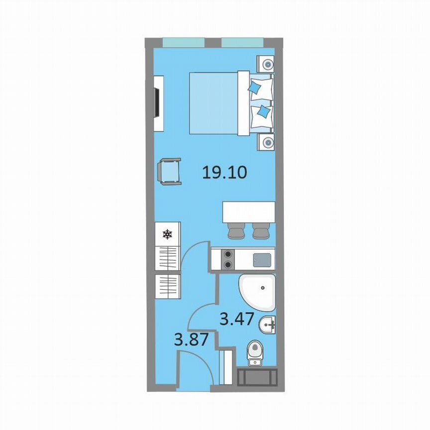 1-к. апартаменты, 25,9 м², 13/13 эт.