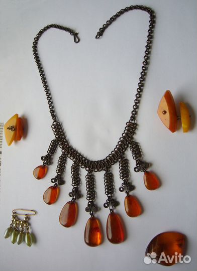 Колье Бусы Запонки - Янтарь Раритет из СССР