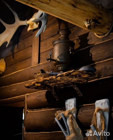 Русская баня на дровах с горячим банным чаном