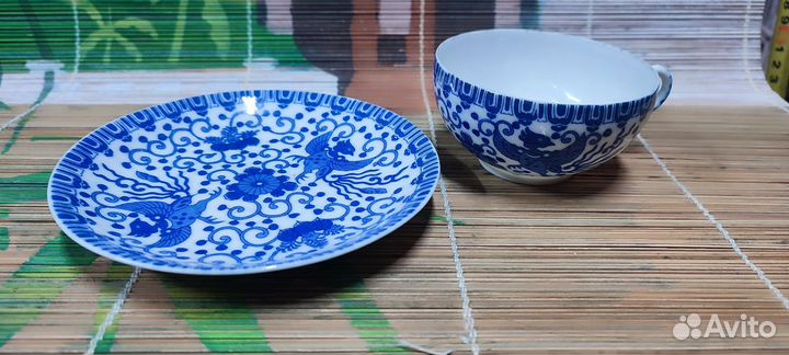 Чайная пара с портретом гейши. Япония