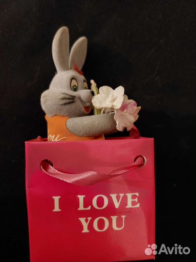 Сувенир из плюша, кролик и бегемотик