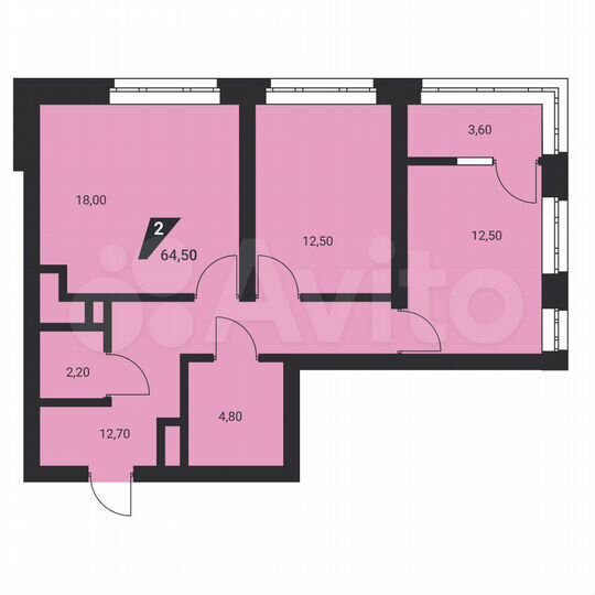 2-к. квартира, 64,5 м², 11/25 эт.
