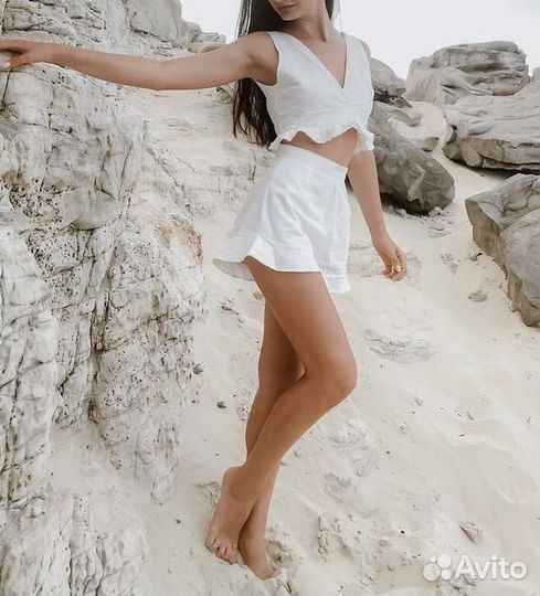 Лен/хлопок Шорты и топ