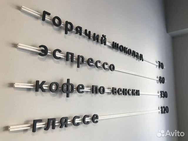 Настенное меню на рейках и сменные символы